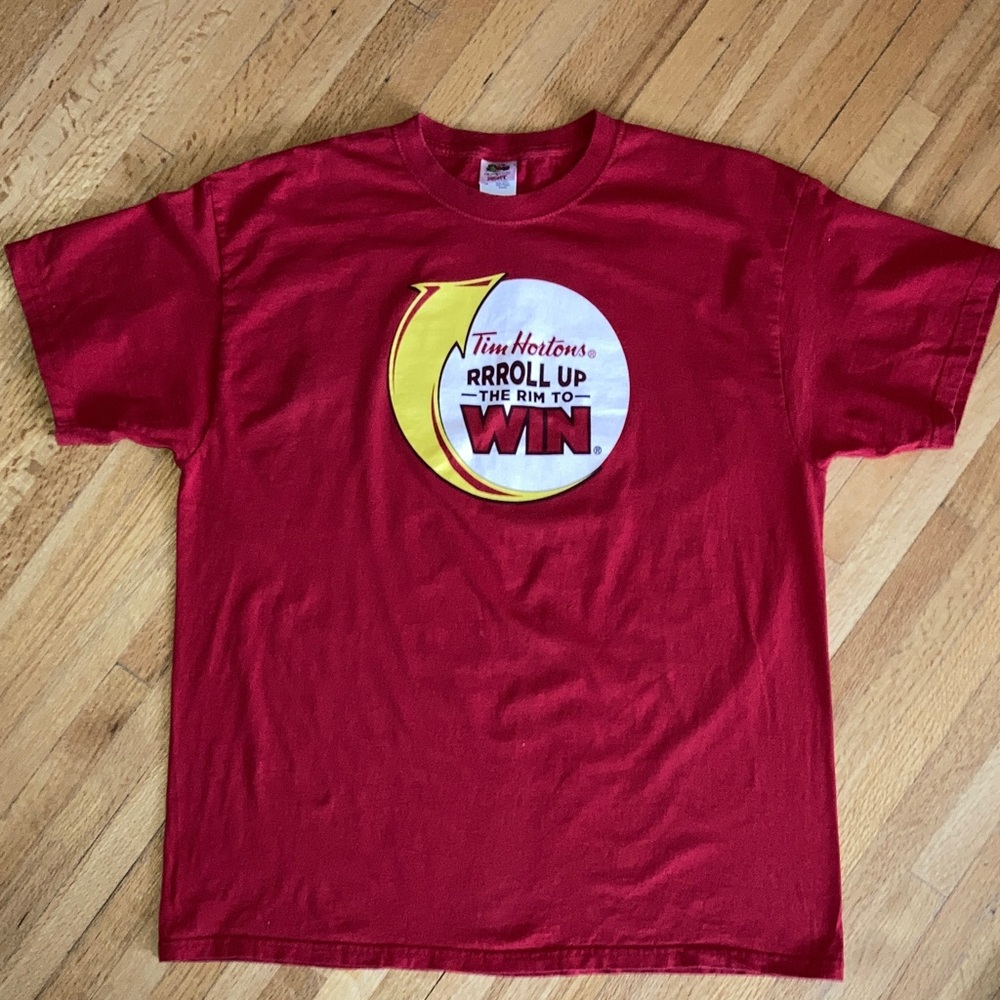 TIM HORTONS Fruit of the Loom Red Staff Cotton Shirt
